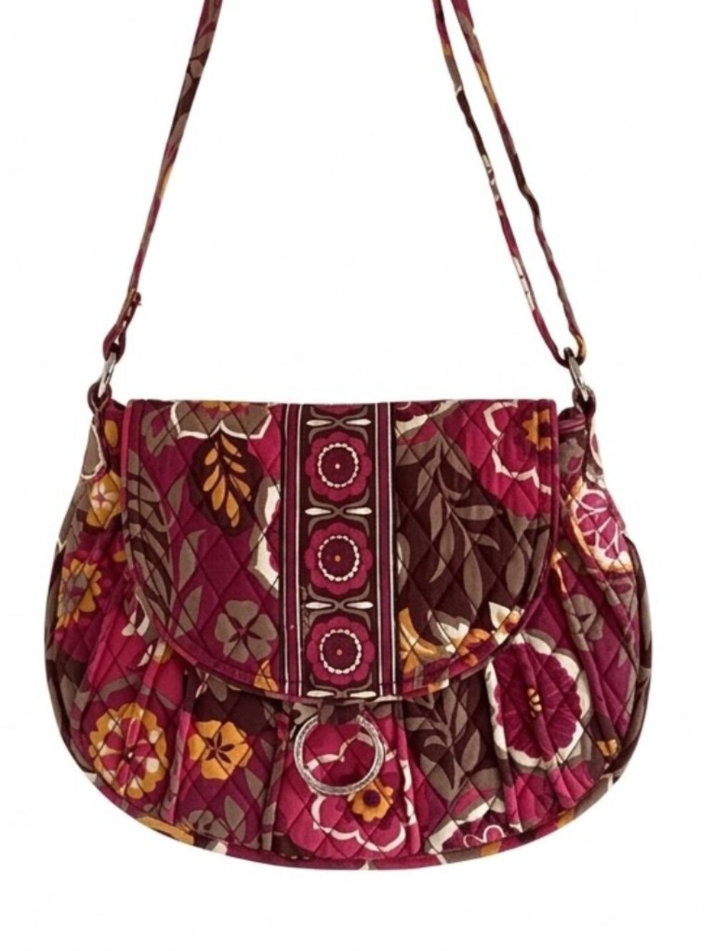Vera Bradley Carnaby Saddle Up Crossbody Purse Bag Vintage Quilted Burgundy ECU